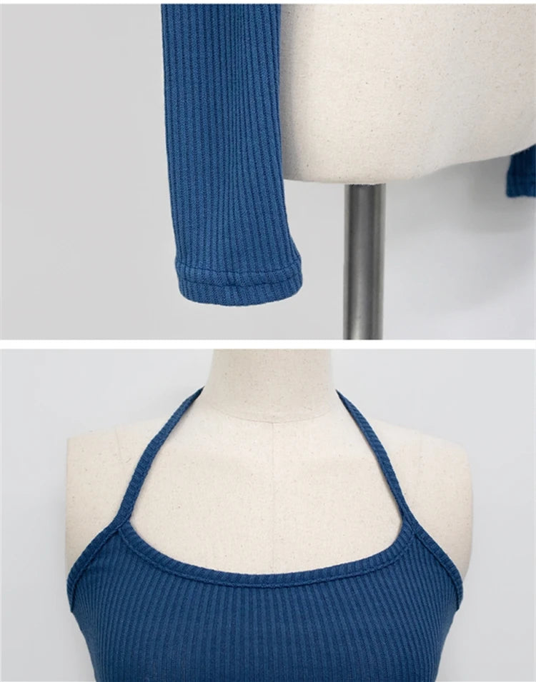 Sexy Outfits Fashion 2 Piece Set for Women Cropped Cardigan Slim Fit Sling Tanks 2023 Ropa Mujer Korean Suit Y2k Clothes