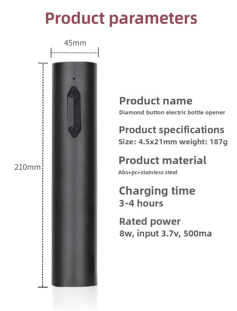 Usb Rechargeable Electric Wine Opener Automatic Red Wine Corkscrew Kitchen Gadgets Bottle Opener for Party Bar Accessories