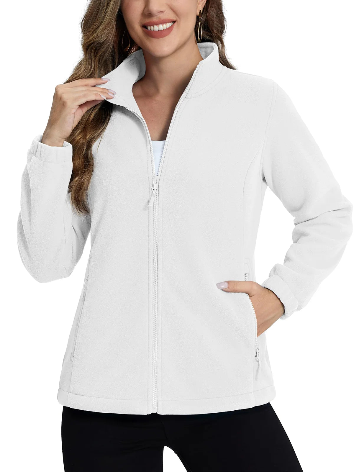 TACVASEN Women's Winter Fleece Jacket Lightweight Full Zip Sweatshirts Coat Casual Zipper Soft Warm Sweaters Outwear Female