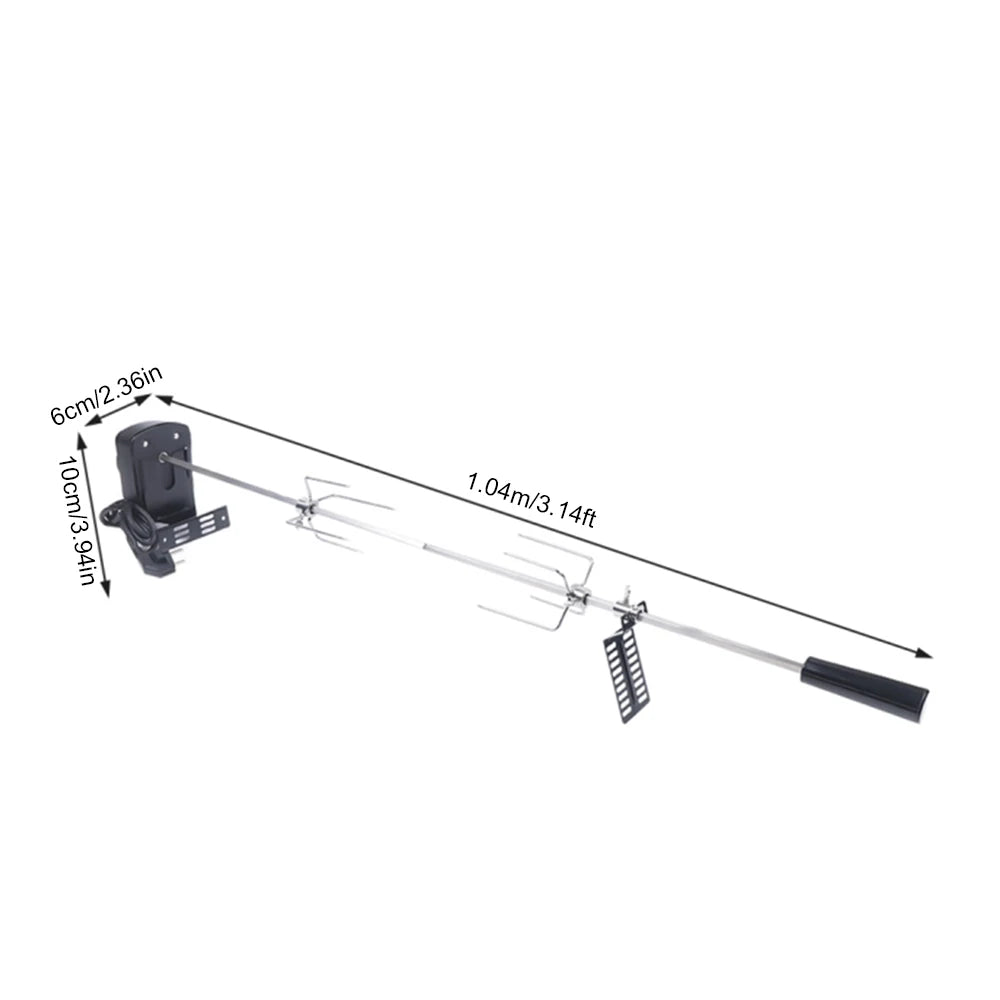 New Electric BBQ Grill Spit Roaster w/ 120 cm long cableRod Outdoor Barbecue Grilling Rotisserie Kit