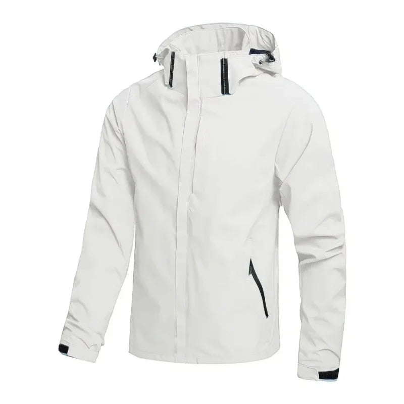 Mens Outdoor Waterproof Windproof Hooded Coat Lightweight Cycling Hiking Rain Jacket Durable Work Climbing Outerwear for Men