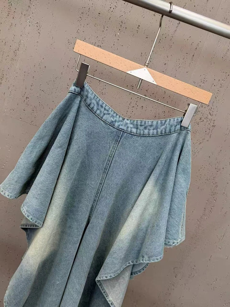 Women Jeans Two Piece Set Sexy Sleeveless Lace-up Top + Panelled Denim Jeans Suits Evening Cocktail Sets