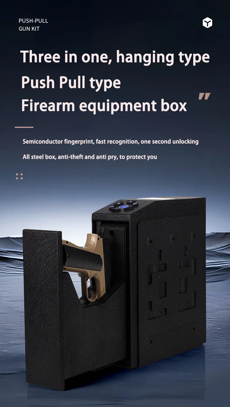 Tuya BLE Gun Safe Box Biometric Fingerprint Key Code 3-in-1 Wall Mounted Pistol Safes Box Anti theft Certified Handgun Safe