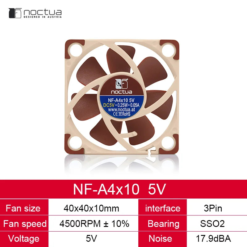 Noctua NF-A4x10 PWM FLX 40mm 12v 5v Cooling fan 3pin 4pin PWM quiet Radiator For Computer Case Cooling CPU cooler fan Replace