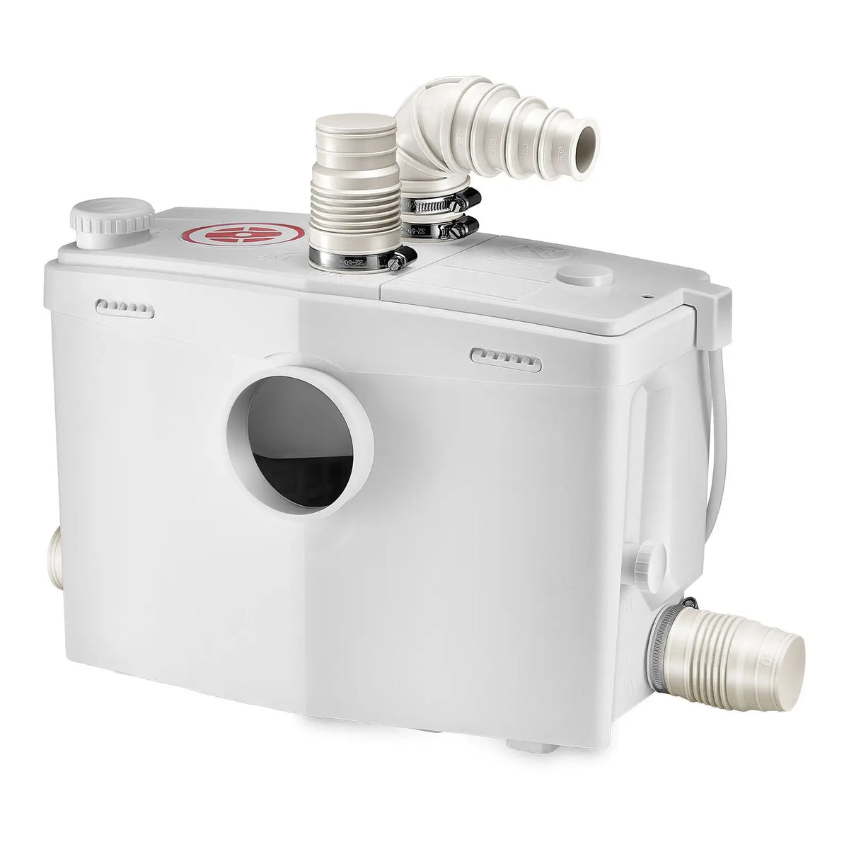 Premium Macerator Pump, 1200W, 48 GPM Flow, 33 Ft/10 M Head, Macerator Sewerage Toilet Pump with 4 Water Inlets, Waste Water