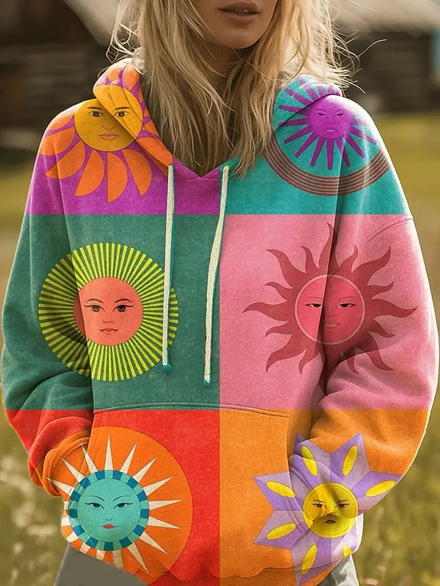 Women's Hooded Hoodies 3D Print Graphic Rainbow Casual Boho Casual Sweatshirts Pullovers Streetwear Women's Clothing Fall Winter
