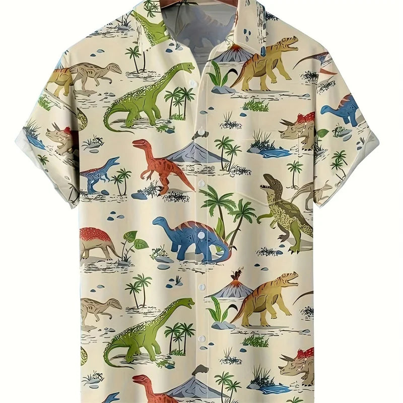 New 3D Dinosaur Printing Shirts for Men Plants Mushroom Graphic Shirts for Women Children Fashion Hawaiian Shorts & Blouses Tops