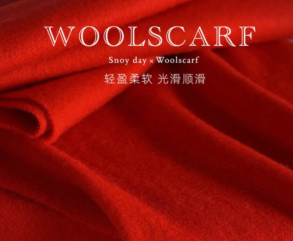 High Quality 100% Wool Muffler Classic Simple Solid Men Women Scarf Fall Winter Thick Casual Shawl Male Female Tassel Scarves