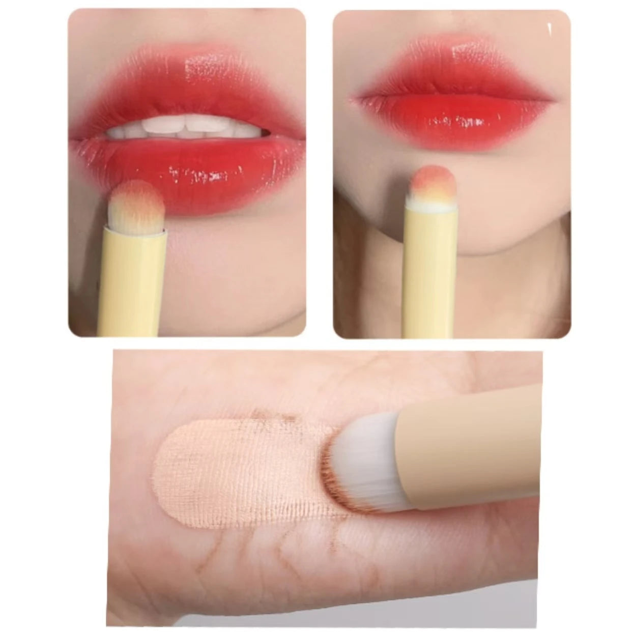3 High-Quality Makeup Brushes: Mushroom Head Sponge Concealer Brush, Foundation Brush, Lipstick Lip Brush, Makeup Tools