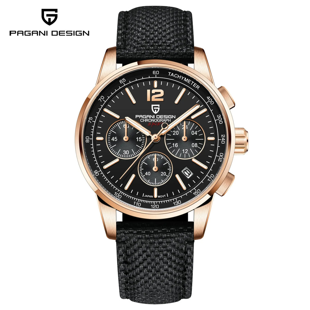 PAGANI DESIGN Men Quartz Watch Modern Light Simple Fashion Pioneer Stainless Steel Tachymeter Waterproof Calendar Luminous Watch