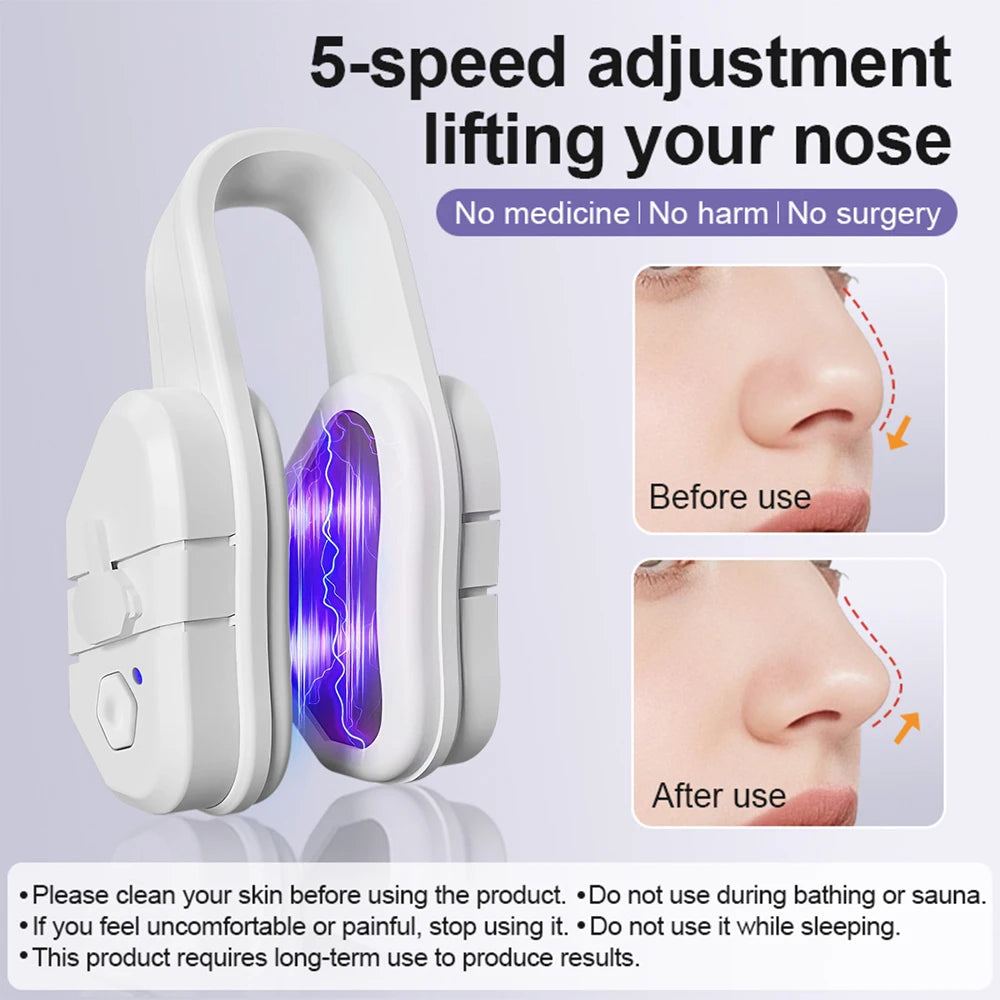 Beauty Nose Shaper Clip Microcurrent Pulse Vibration High Bridge Nose Sculpting Massager Nose Up Lifter Massage Tool