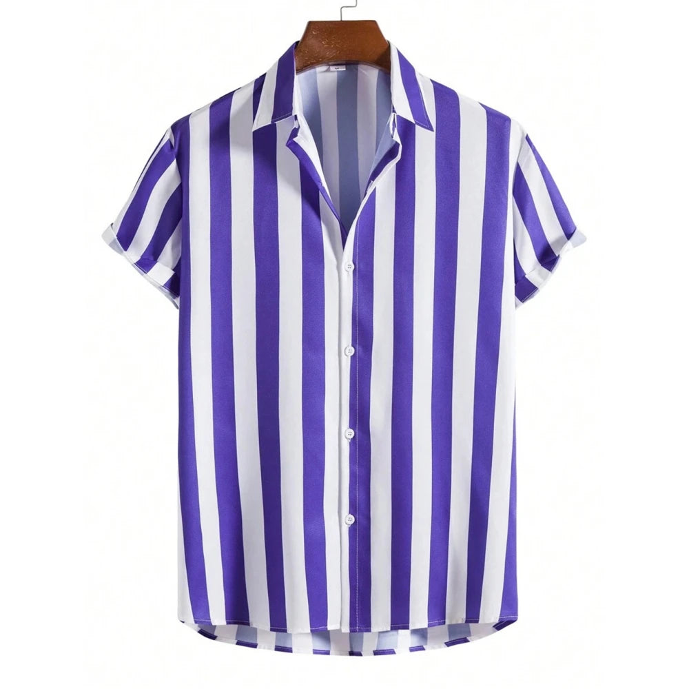 Summer Fashion Striped 3D Print Men's Shirts Basic Graphicsbutton Short Sleeve Lapel Streetwear Hawaiian Blouse Shirts for Men