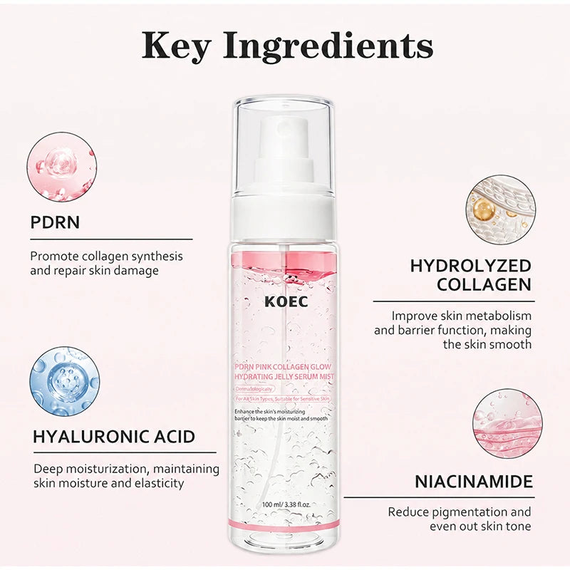 PDRN Kojic Acid Turmeric Serum Mist 100ml Rice Hyaluronic Acid Hydrate Refreshing Face Toner Deep Nourish Daily Pre-makeup Spray