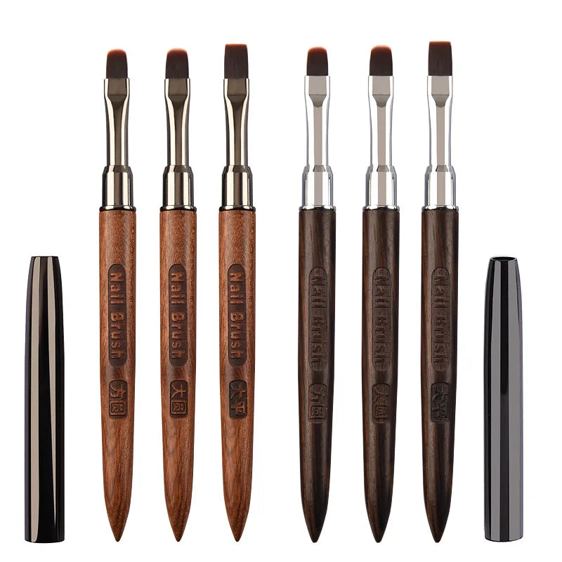 Nails Art Liner Brushes Wooden Handle Phototherapy Acrylic UV Gel Brush for Elongated Lines Painting Professional Manicure Tool