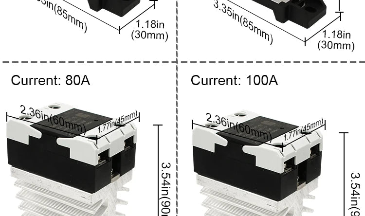 SSR Solid State Relay 24-480VAC Heat Sink Single Phase DIN Rail Mounted 10A 25A 40A 60A 80A 100A 120A DA AA DD Zero Crossing