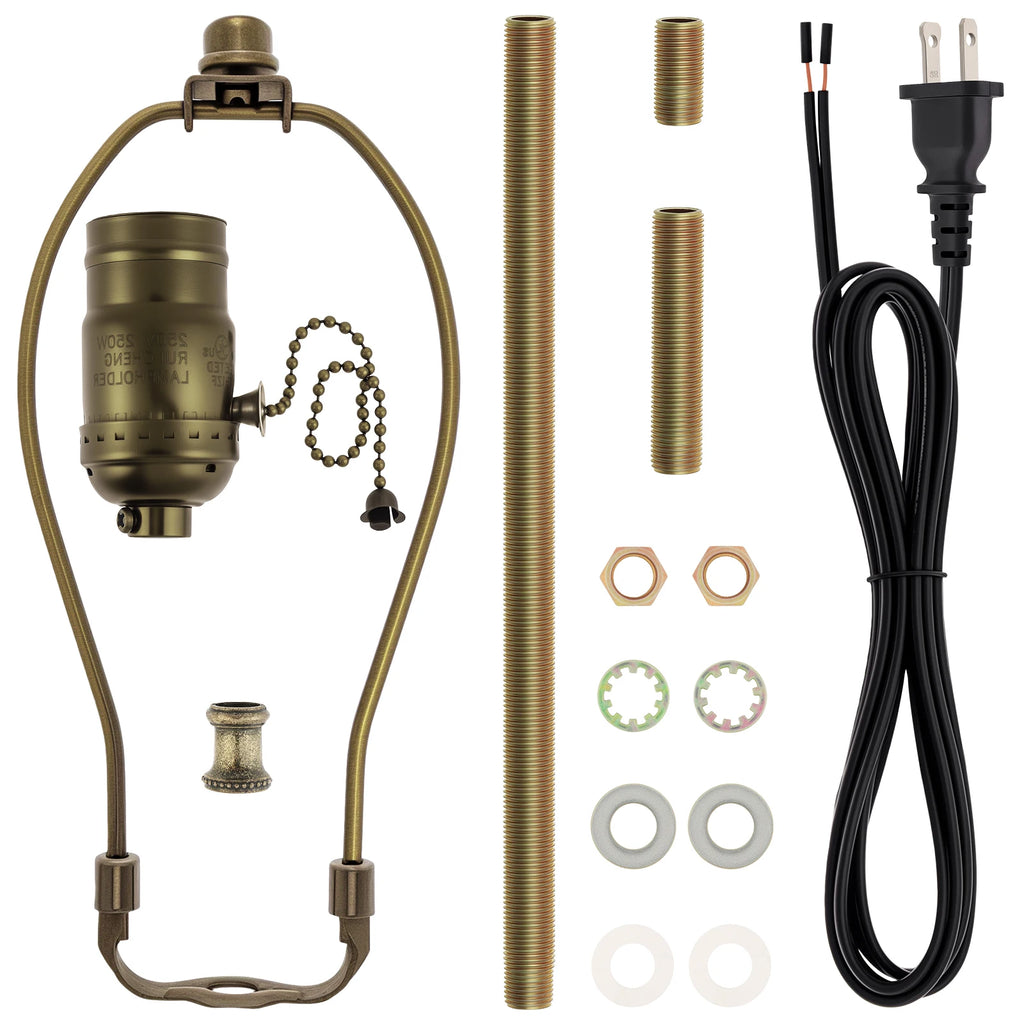 Lamp Rewire Kit Pull Chain Lamp Socket Lamp Wiring Kit with Matching Cord Lamp Harp Set for Table Floor Lamp / DIY Lamps
