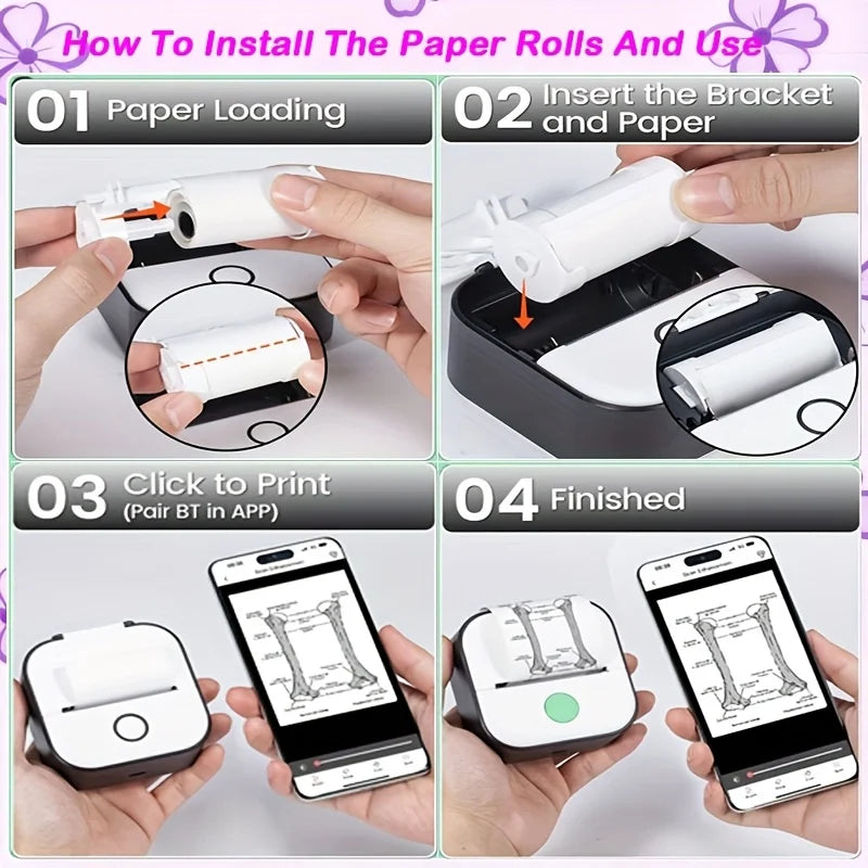 Transparent Self-Adhesive Thermal Paper, Glossy 57x25mm Printer Paper, Compatible with Portable Mini Pocket Thermal Printers