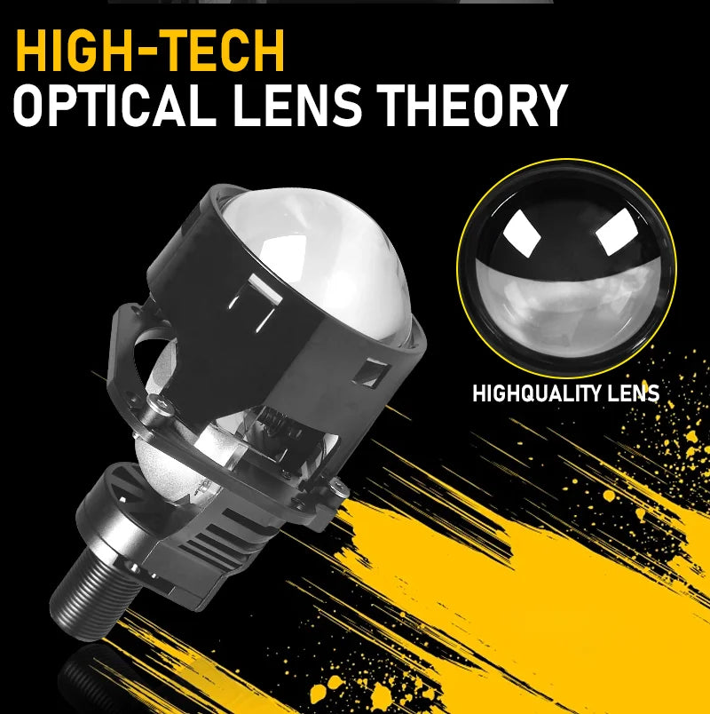 2pcs 2.5 Inch Bi‑LED Projector Lens High Low Beam Car Headlight Retrofit H7 H4 H11 Universal LED Headlamp Waterproof Auto Lamp
