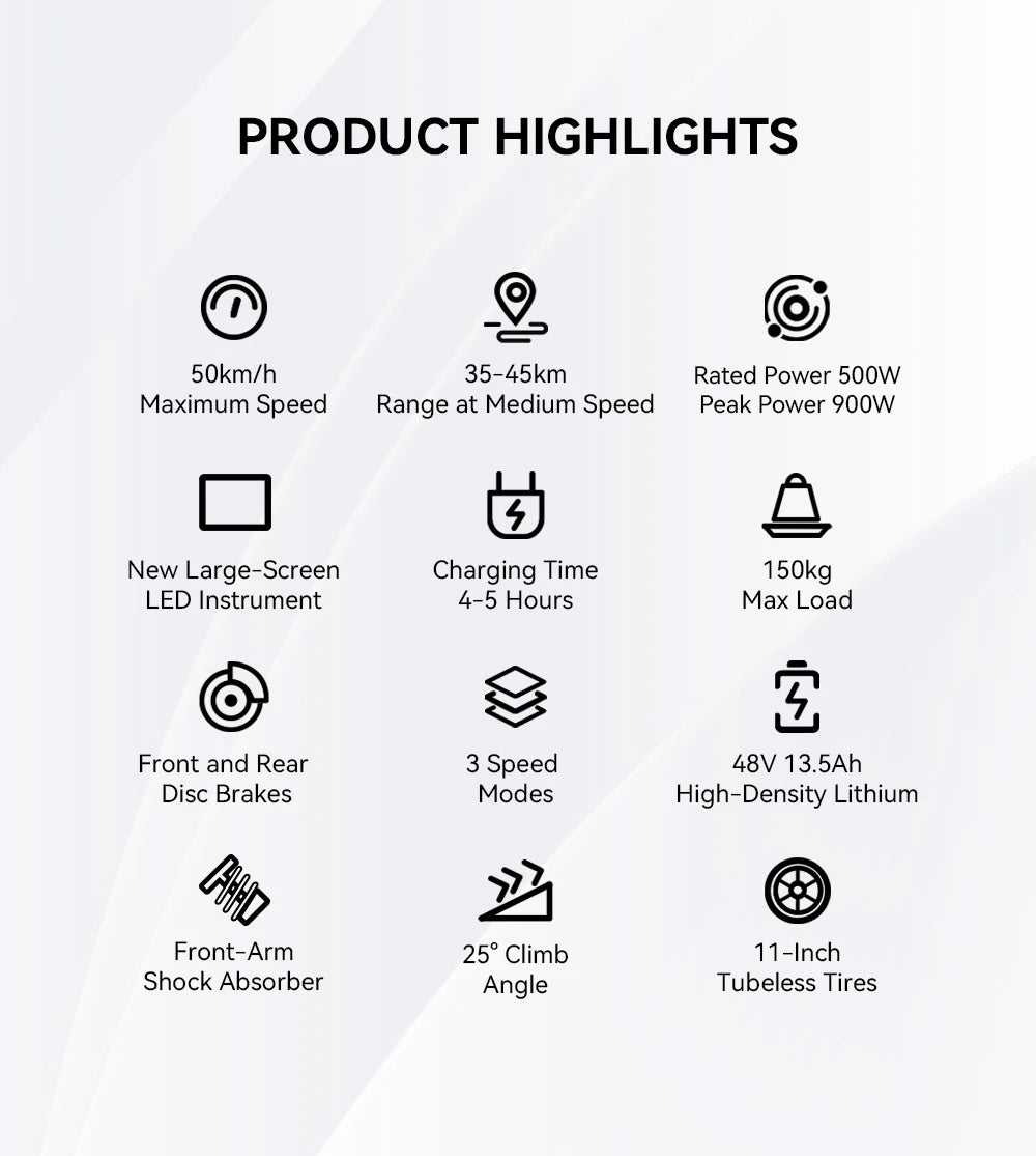 OOTD T10 Electric Scooter 500W Motor 48V13AH Battery City Off-Road Electric Scooter Adult 11 Inch Foldable Electric Scooter