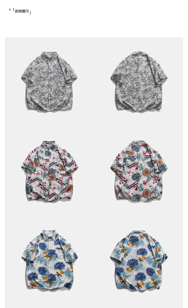 Legible Summer Casual Short Sleeve Shirts Men Floral Shirts Male Flower Loose Hawaiian Shirts Man