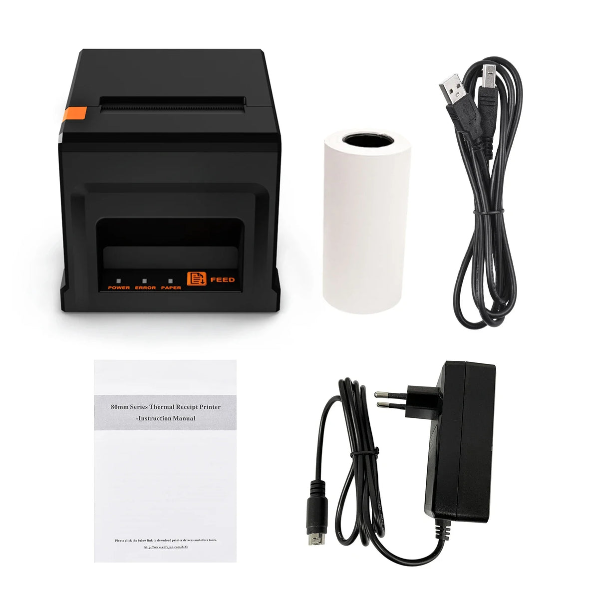 【POS-8360】80mm USB+LAN Receipt Printer POS Printer with Auto Cutter Desktop Direct Thermal Printing Compatible ESC/POS for home