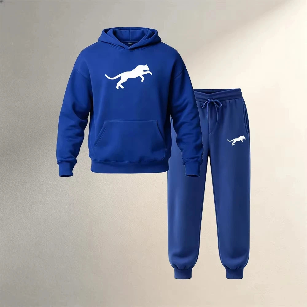 Men's Clothing Pullover Hoodies Sets 2Pcs Autumn Winter Sport Casual Fashion Men's Warm Sweatpants Suit Loose Street Male Outfit