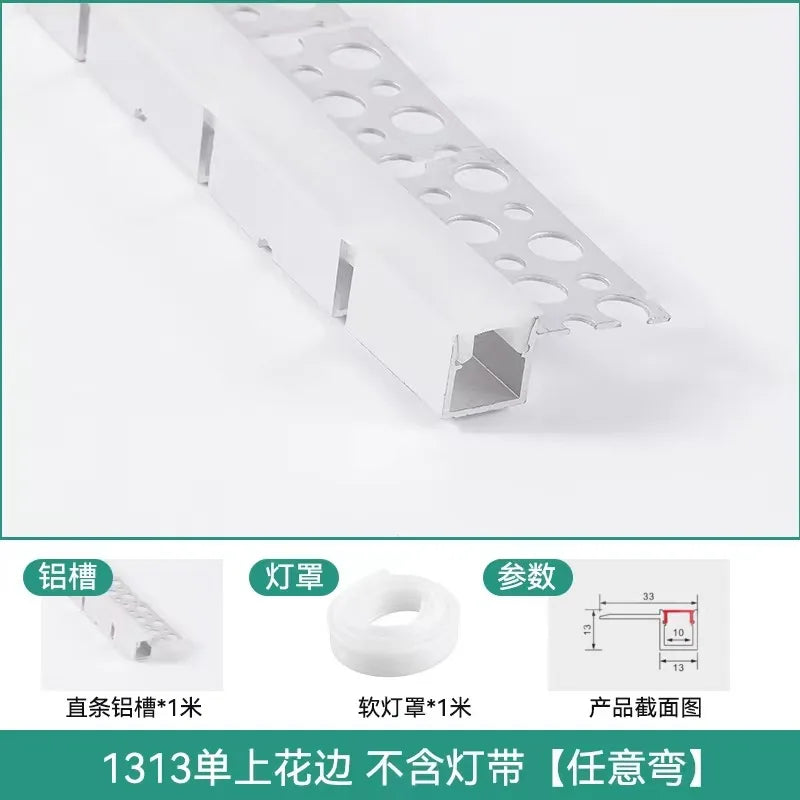 Recessed Bendable Led Aluminum Profile Hidden Ceiling Curved Channel Trimless Soft Cover Wall Floor Decor Linear Strip Light