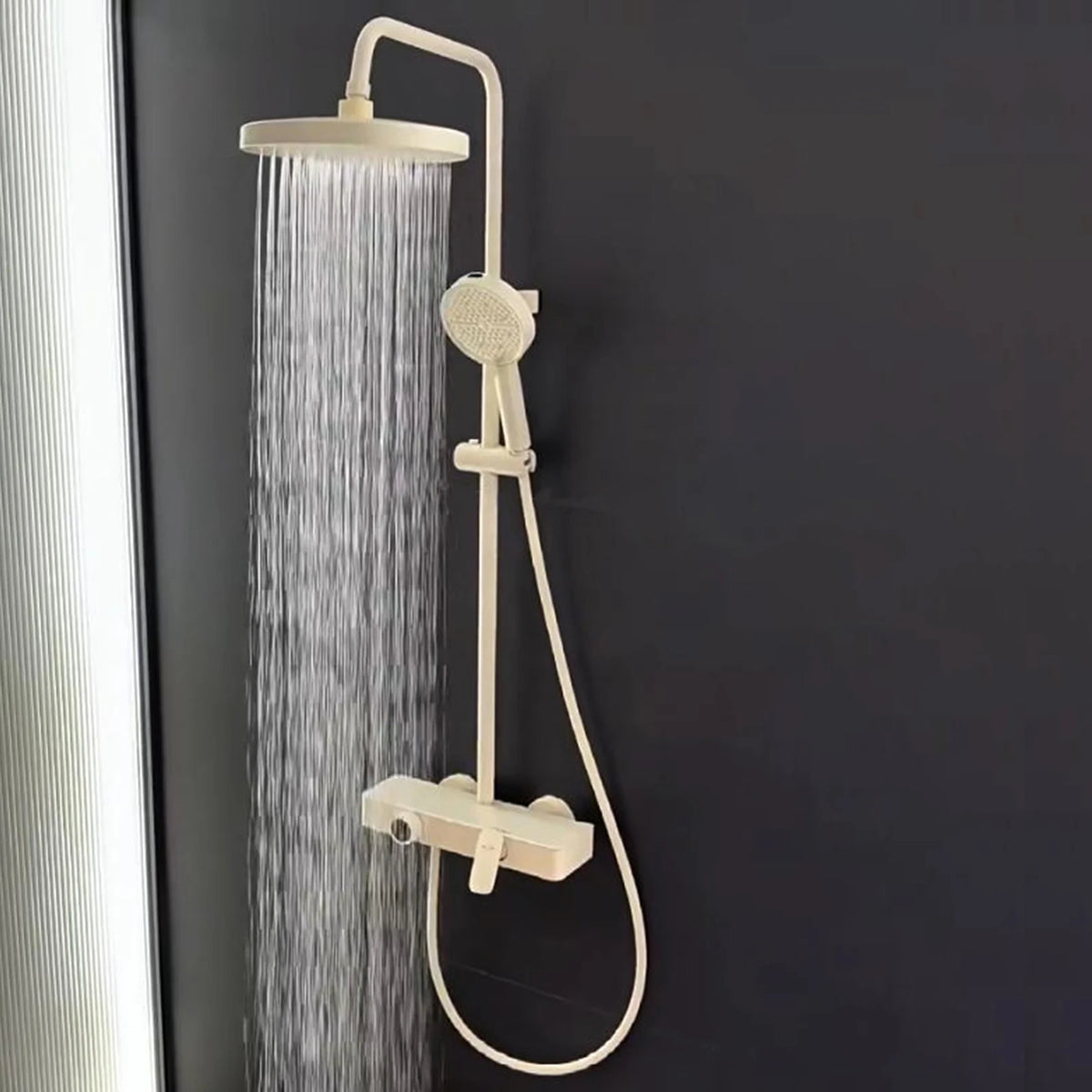 Gray Bathroom Shower Set Household Bathroom Pressure Boosting Rainfall Shower Head Bathtub Showers Faucet Set Hotel