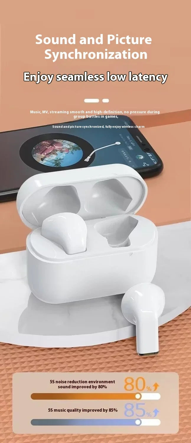 Mini Earphones Wireless Bluetooth Earbuds Long-Last TWS Noise Cancellation Headphones Extended Battery Life With Mic for Music