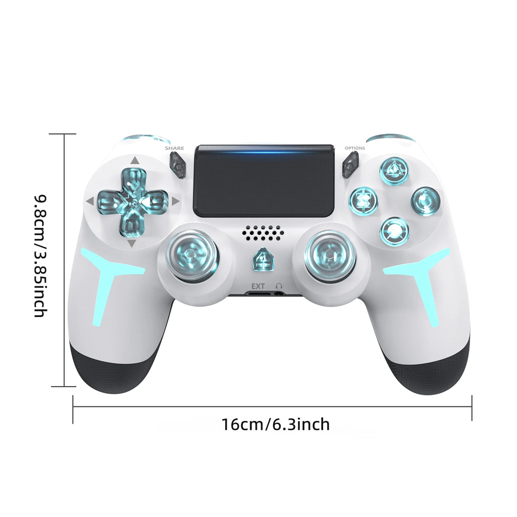 GAMINJA Wireless Game Controller For PS4 PS3 Console Computer PC RGB Light LED Bluetooth Gamepad 6-axis Gyroscope Dual Vibration