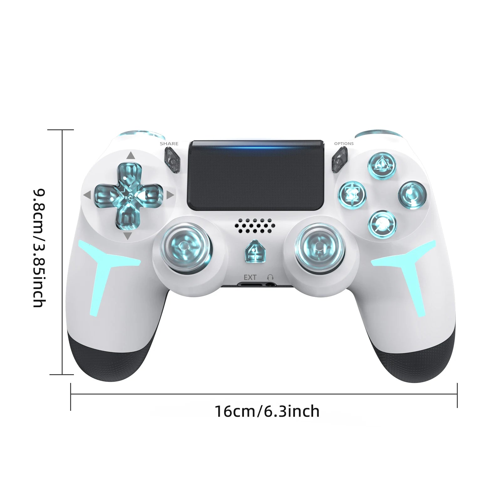 GAMINJA Wireless Game Controller For PS4 PS3 Console Computer PC RGB Light LED Bluetooth Gamepad 6-axis Gyroscope Dual Vibration