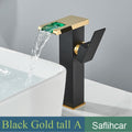 LED Black Basin Faucet Tall And Short Tap Bathroom Single Handle Cold and Hot Water Flow Produces Electricity