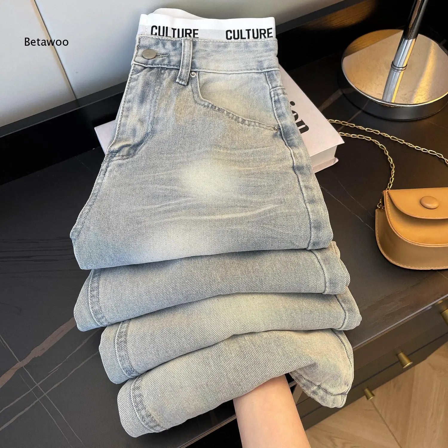 Women's High Waist Ripped Boyfriend Jeans Distressed Loose Fit Denim Pants Casual Streetwear Fashion Trousers