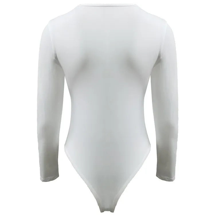 New Long Sleeve Bodysuit for Women Slim Fit Bodycon Bodies Casual One-Piece Jumpsuit Fall Winter Outfits Black Brown