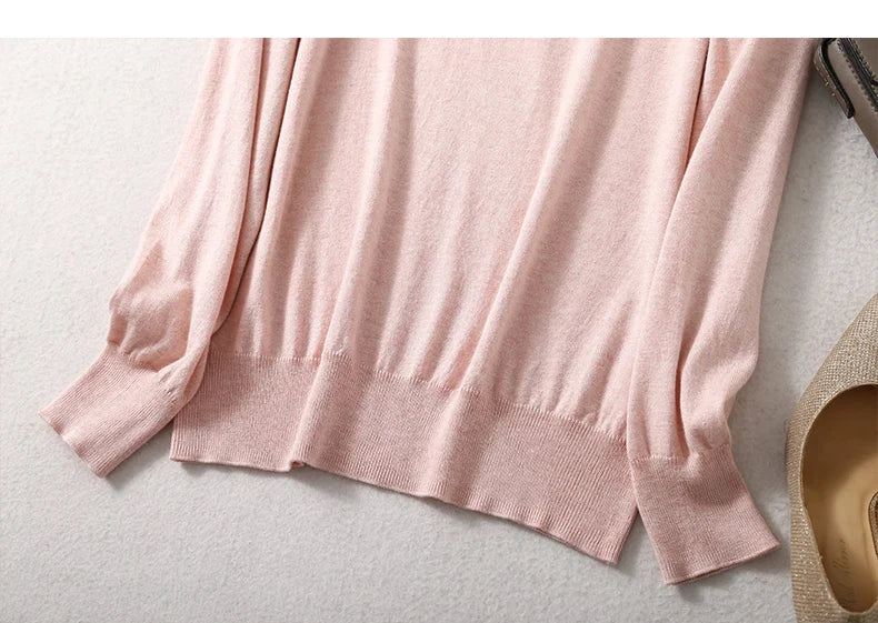 SuyaDream Woman Basic Sweaters Silk and Cashmere Blend O neck Pullovers Solid Sweaters 2024 Fall Winter Bottoming Shirts