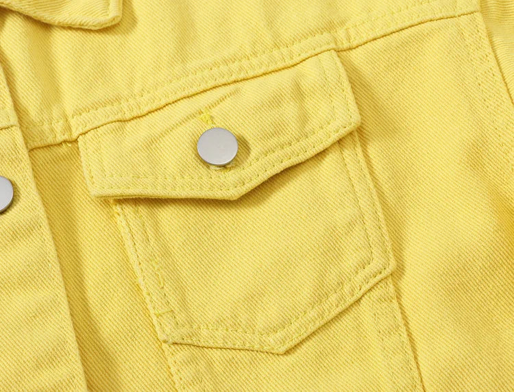 Pink Denim Jacket Women's Spring Autumn Single-breasted Lapel Coat Fashion Green Black Red Blue Outerwear Female Jean Overcoat