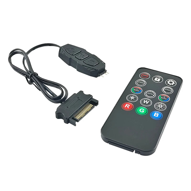 ARGB 5V 3Pin Controller To SATA RGB Remote Mini Controller HUB Adapter RGB Remote Controller for PC Fan Cooling Fan Light Strip