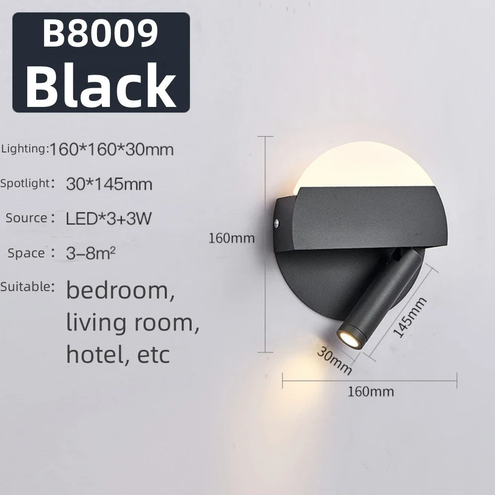 Rotatable Wall Lamp 3W 6W 9W 10W Modern LED Wall Light Home Decoration Angle Adjustable Bedroom Bedside Sconce Lamp for Home