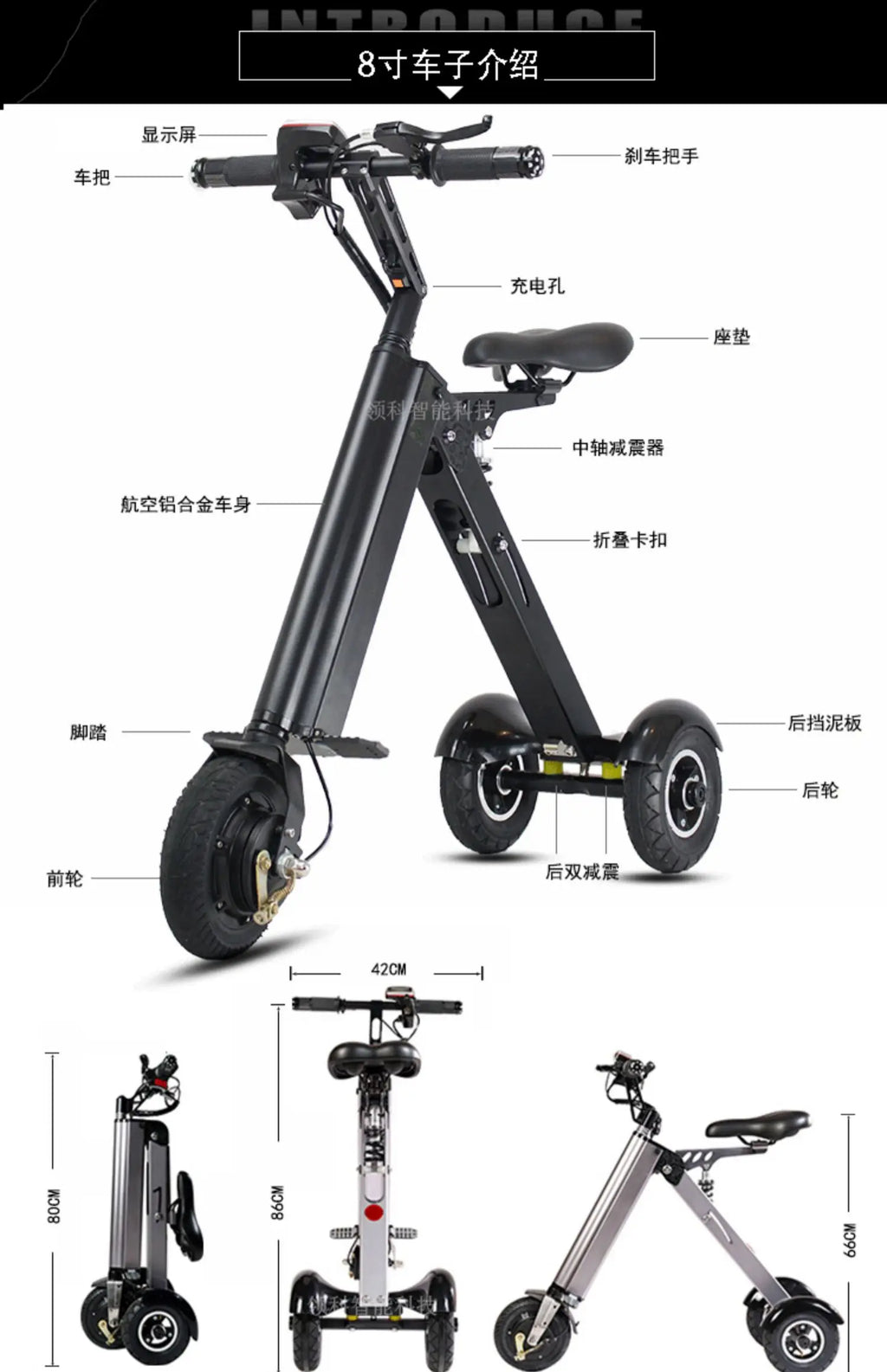 Ultra Light Foldable Electric Bike for Adults with Lithium Battery Portable E Bike for Men Women