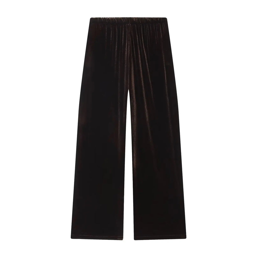 HH Woman Hooded Long Sleeves Zipper Velvet Jacket Drawstring Straight Wide Leg Pants Female Autumn Casual Loose Two Piece Set