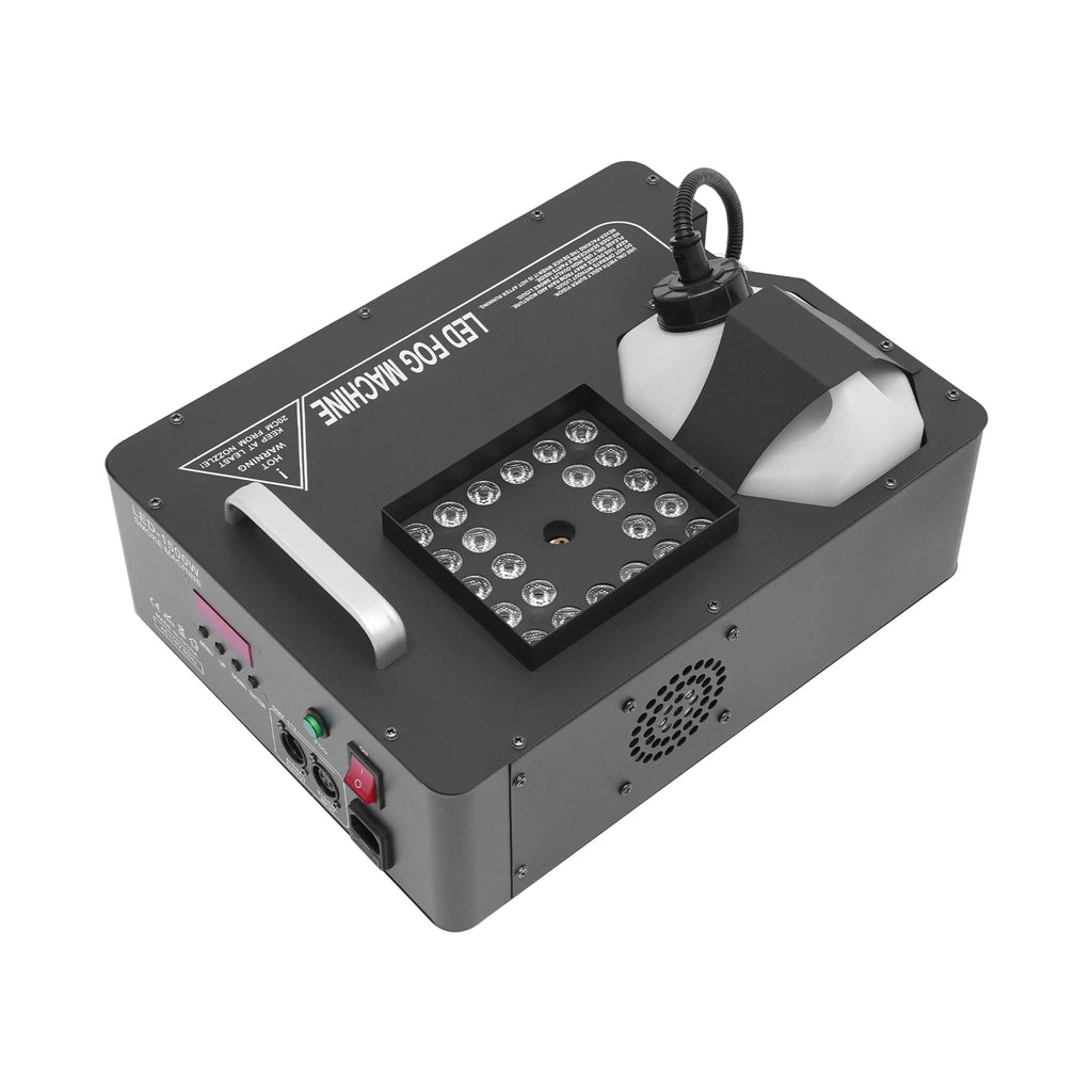 24led 1500w Column Smoke Generator 3-in-1 with Built-In Power Adapter 16.54*12.6*9.45 in Fog Smoke Machine with Remote Control Seven Light Colors 0.53 Gal Oil Tank for Wedding Haunted Houses Halloween Parties Christmas Clubs