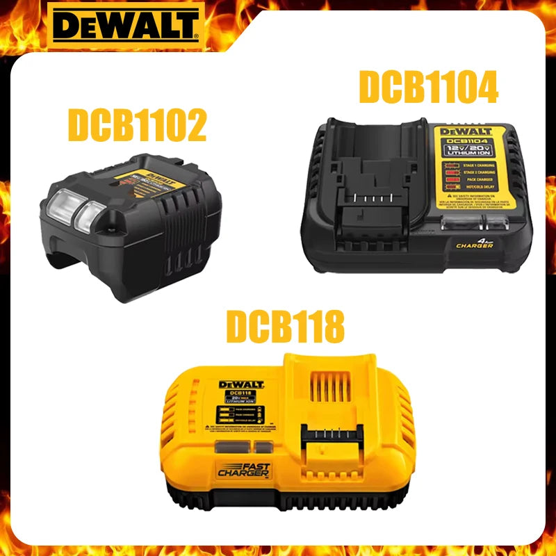 DEWALT Original Charger DCB1102 DCB1104 DCB118 220V Lithium Ion Battery Charger Fan Cooled Fast 12Charger