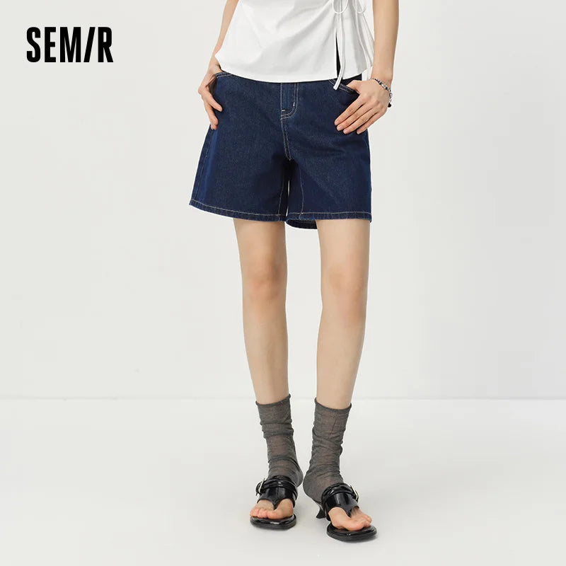 Semir Women Pants Denim Cool Feeling Antibacterial Vintage Distressed A Line Straight Leg 2026 Summer Casual Top