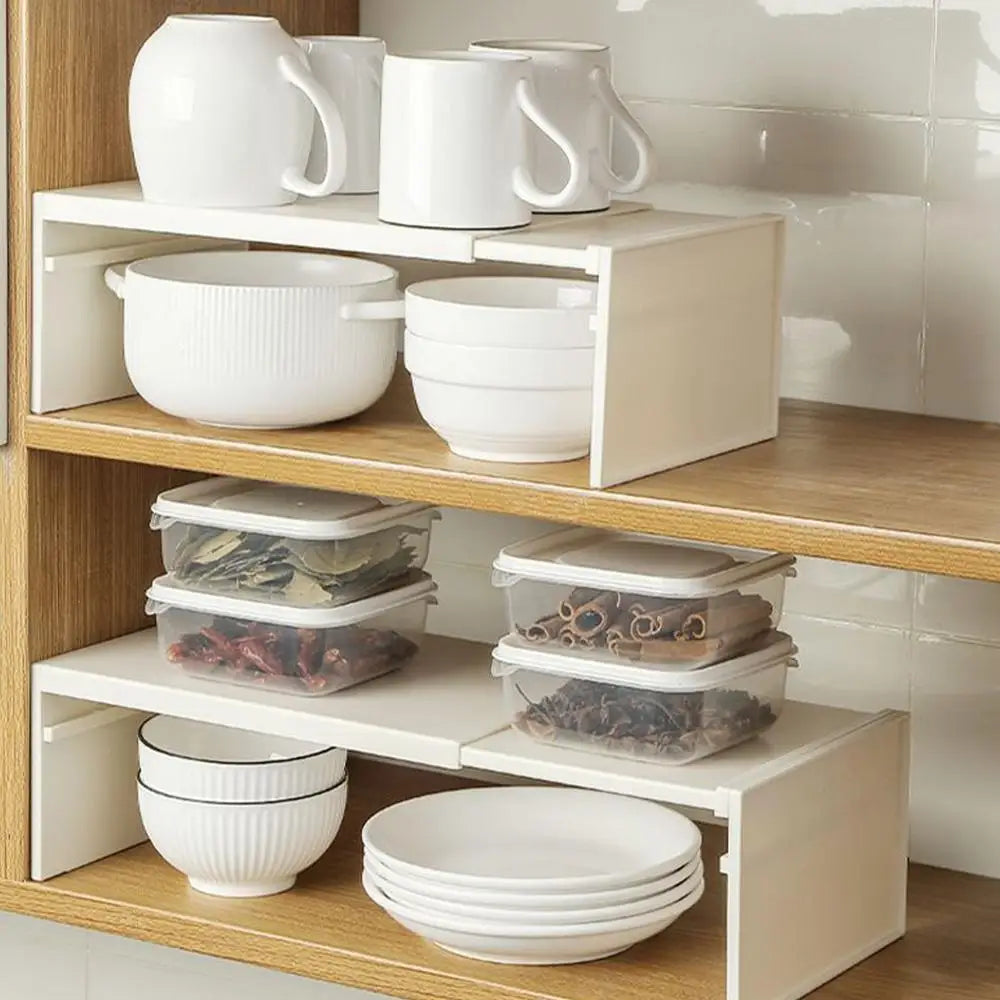 1pcs Kitchen Stretchable Cabinet Shelf Cupboard Separated Storage Rack Countertop Organizer shoe Organizer Shelf Save Space