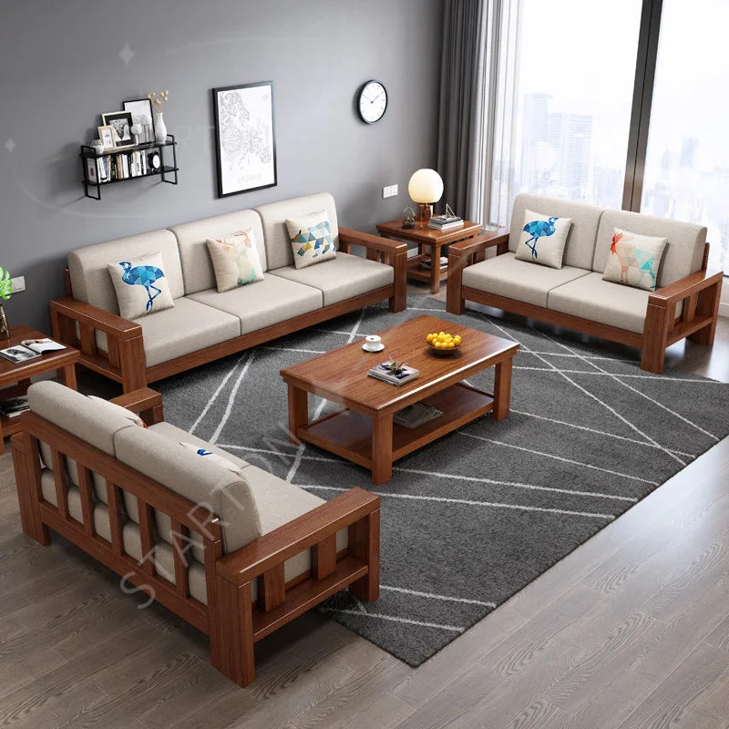 2025 Easy Installation Living Room Sofas Wooden Living Room Furniture Wooden Sofa Frame Fabric Sofa Covers