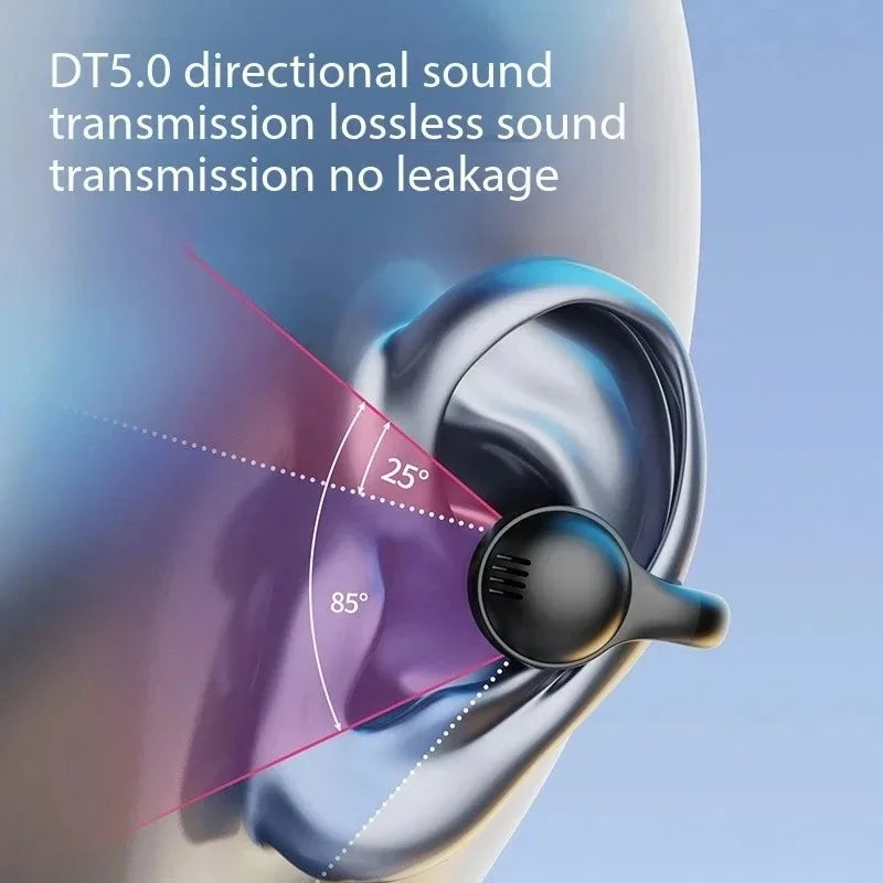 Digital Display Ows Ear Clip Wireless Bluetooth 5.4 Headphones with Noise Reduction for Sports Music New Mirror-Style Headphones