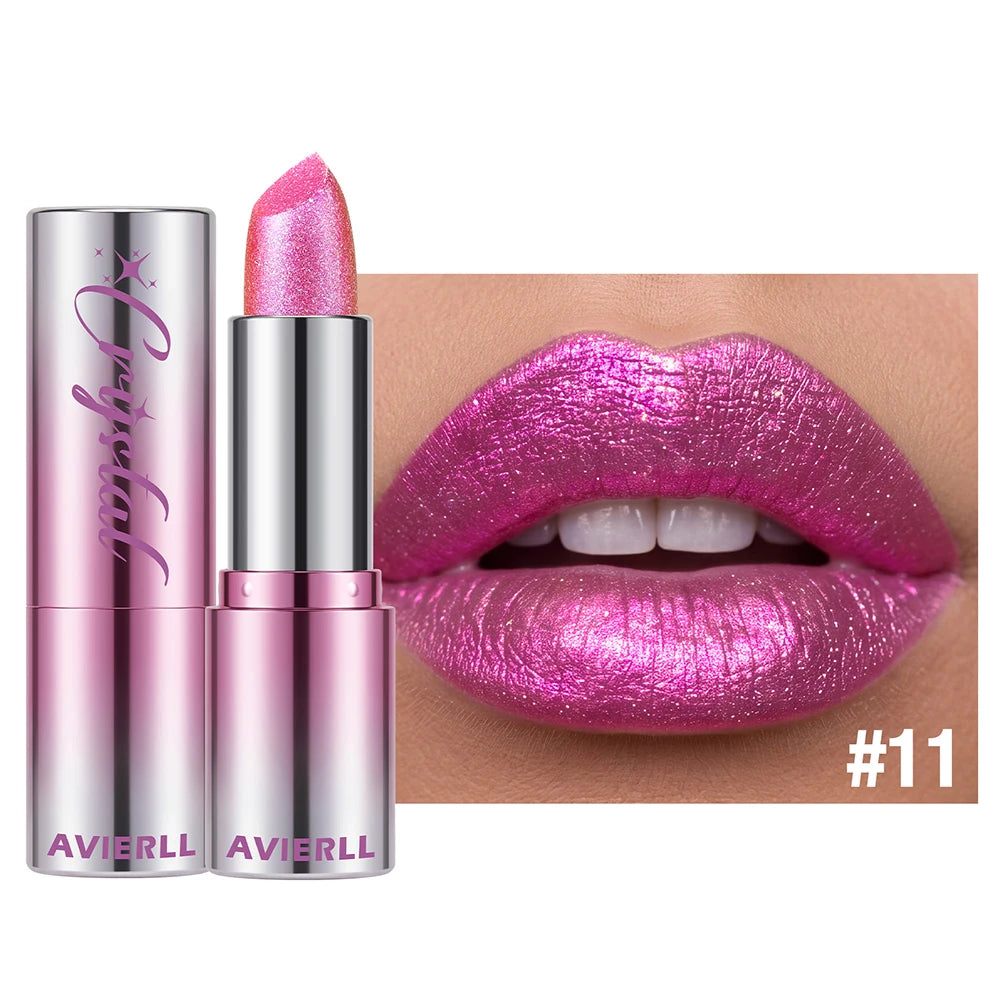 6 Color Metallic Shimmer Lipstick Diamond Pearlescent Pink Glitter Solid Lip Gloss Shiny Gold Lipgloss Lasting Lip Beauty Makeup