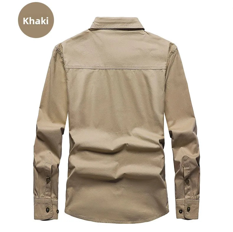 Men's Long Sleeve Outdoor Workwear Shirt Breathable Comfortable Cotton Sweat Absorbent Casual Business Style Loose Fit Spring...