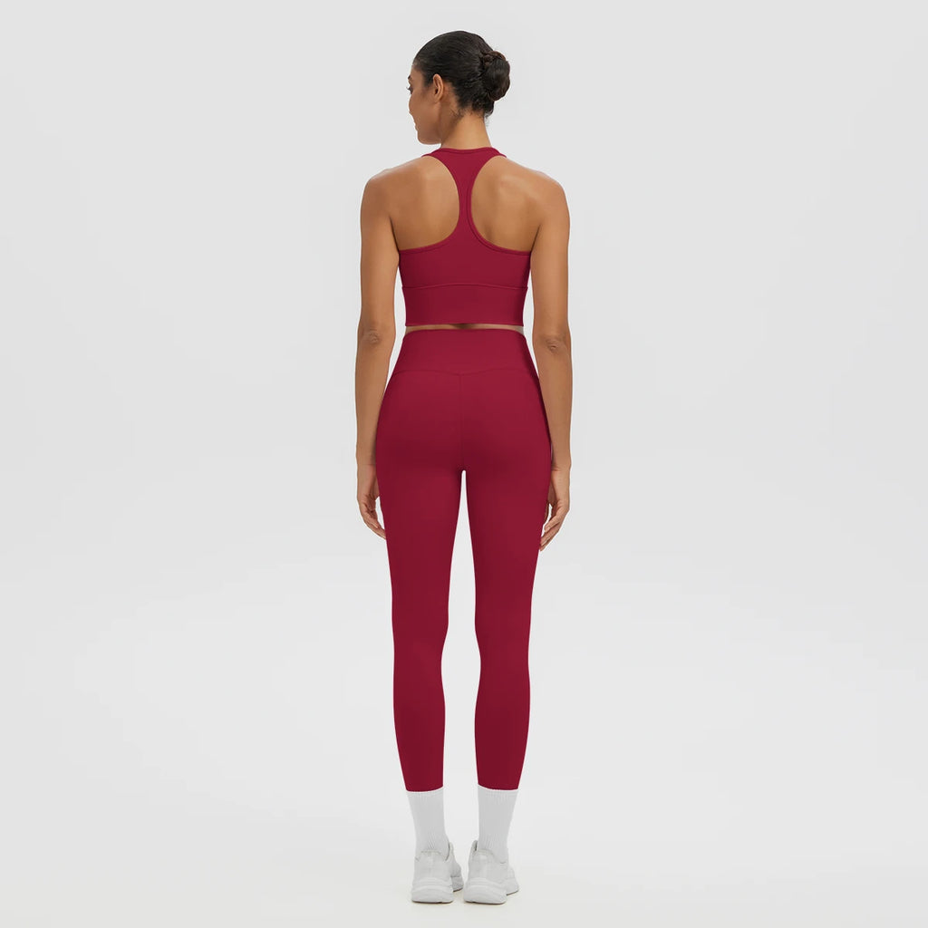 2PCS Women's Sports Pants Yoga Set Sexy Backless I-shaped Vest with Chest Pad Shock-absorbing Running Yoga Tank Top Yoga Pants