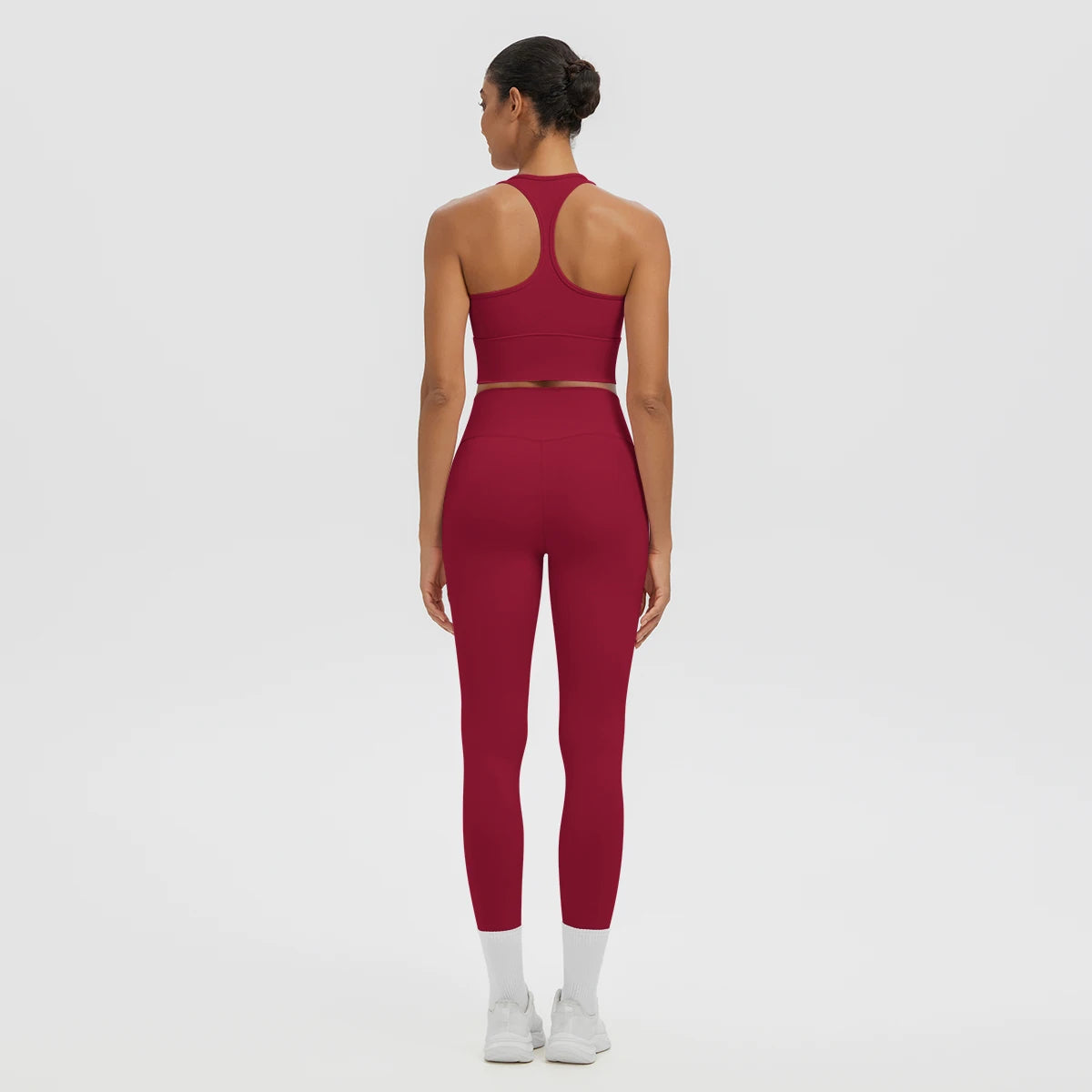 2PCS Women's Sports Pants Yoga Set Sexy Backless I-shaped Vest with Chest Pad Shock-absorbing Running Yoga Tank Top Yoga Pants
